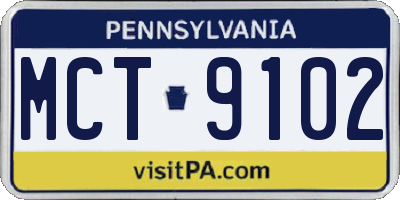 PA license plate MCT9102
