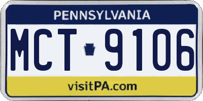 PA license plate MCT9106