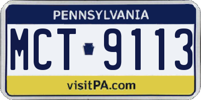 PA license plate MCT9113