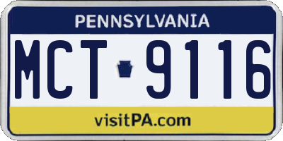 PA license plate MCT9116