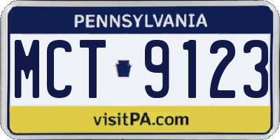 PA license plate MCT9123