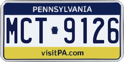 PA license plate MCT9126