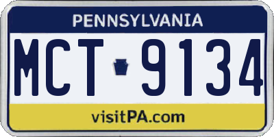 PA license plate MCT9134