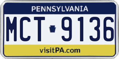 PA license plate MCT9136