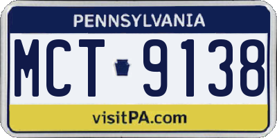 PA license plate MCT9138