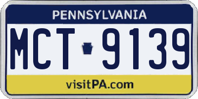 PA license plate MCT9139