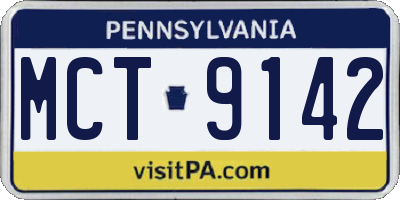 PA license plate MCT9142