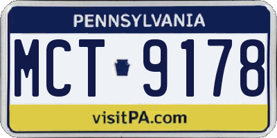 PA license plate MCT9178