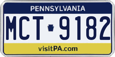 PA license plate MCT9182