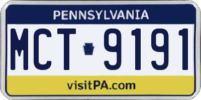 PA license plate MCT9191