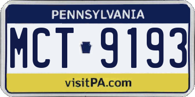 PA license plate MCT9193