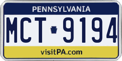 PA license plate MCT9194
