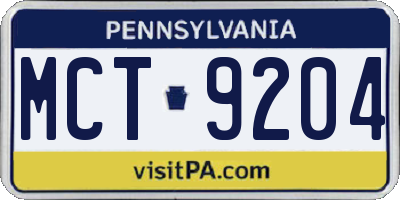 PA license plate MCT9204
