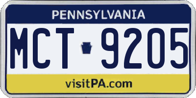 PA license plate MCT9205