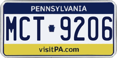 PA license plate MCT9206