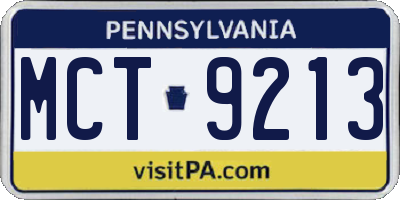 PA license plate MCT9213