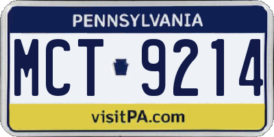 PA license plate MCT9214