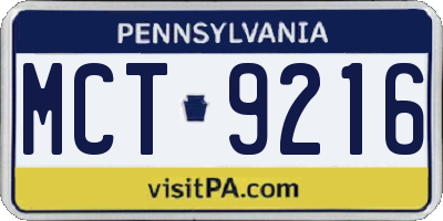 PA license plate MCT9216