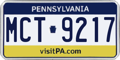 PA license plate MCT9217