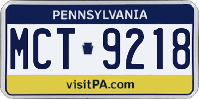 PA license plate MCT9218