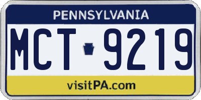 PA license plate MCT9219