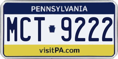PA license plate MCT9222