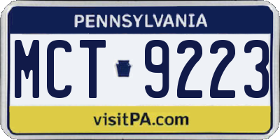 PA license plate MCT9223