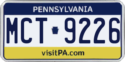 PA license plate MCT9226