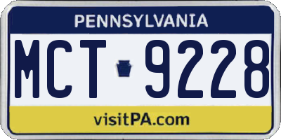 PA license plate MCT9228