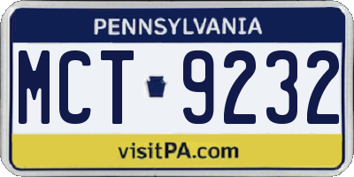 PA license plate MCT9232