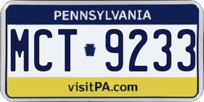 PA license plate MCT9233