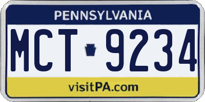 PA license plate MCT9234