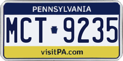 PA license plate MCT9235