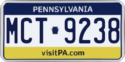 PA license plate MCT9238