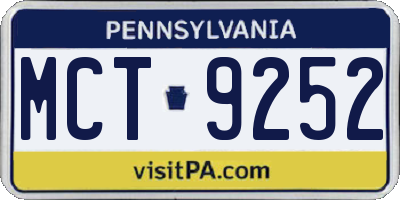 PA license plate MCT9252