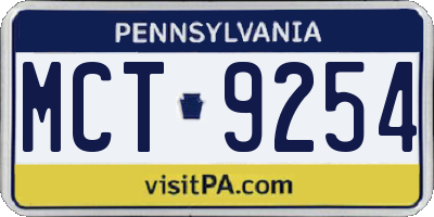 PA license plate MCT9254