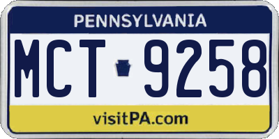 PA license plate MCT9258