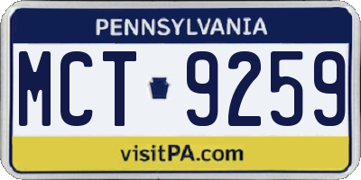 PA license plate MCT9259