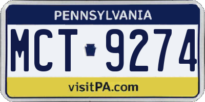 PA license plate MCT9274