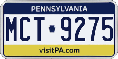 PA license plate MCT9275