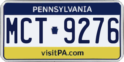 PA license plate MCT9276