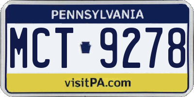 PA license plate MCT9278