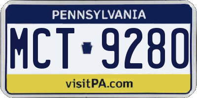 PA license plate MCT9280