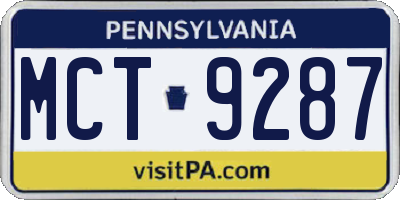 PA license plate MCT9287