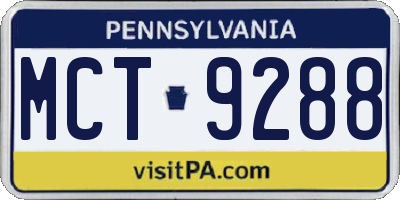 PA license plate MCT9288