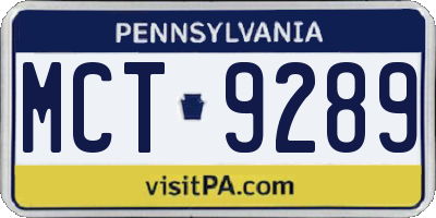 PA license plate MCT9289