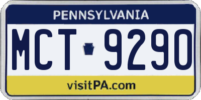 PA license plate MCT9290