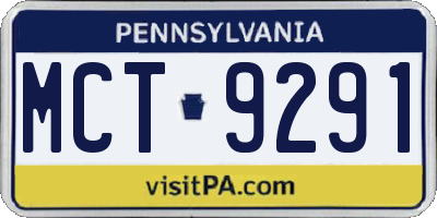 PA license plate MCT9291