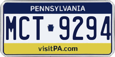 PA license plate MCT9294