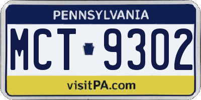 PA license plate MCT9302